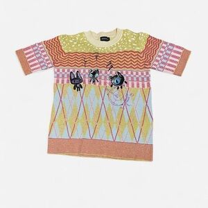 Diesel RARE Embroidered Little Character Knit Glittery ✨ Sweater